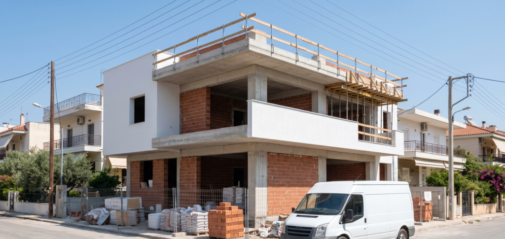 Σύγχρονος σχεδιασμός και κατασκευή νέου κτιρίου κατοικιών, με έμφαση στη στατικότητα, την αισθητική και τα ποιοτικά υλικά από την Dannick Constructions.